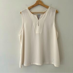 Nic+Zoe NEW Sleeveless Blouse Top Silky Cream Keyhole Size XXL Minimalist Career